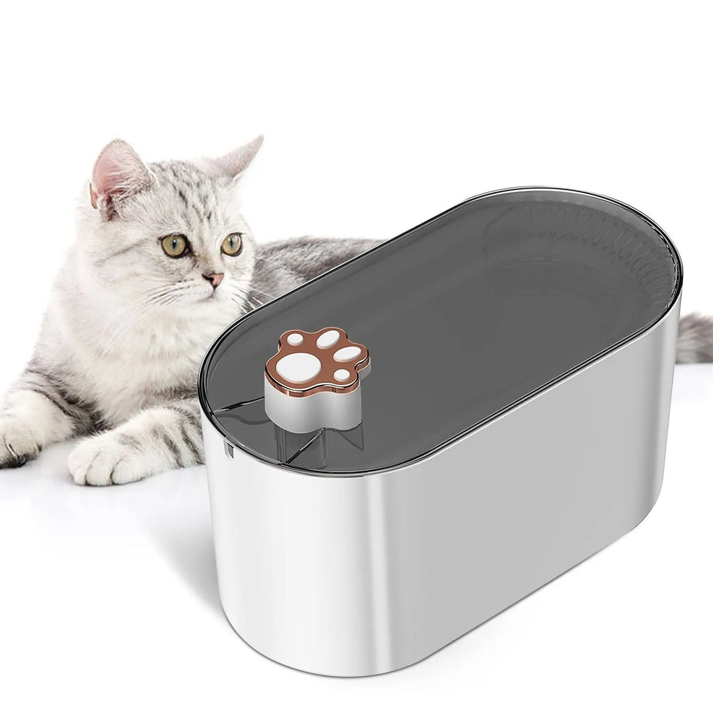 Berlin blue automatic pet water fountain with quiet pump and triple filter on floor.