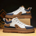 Black and white platform casual sneakers with thick rubber soles for height increase