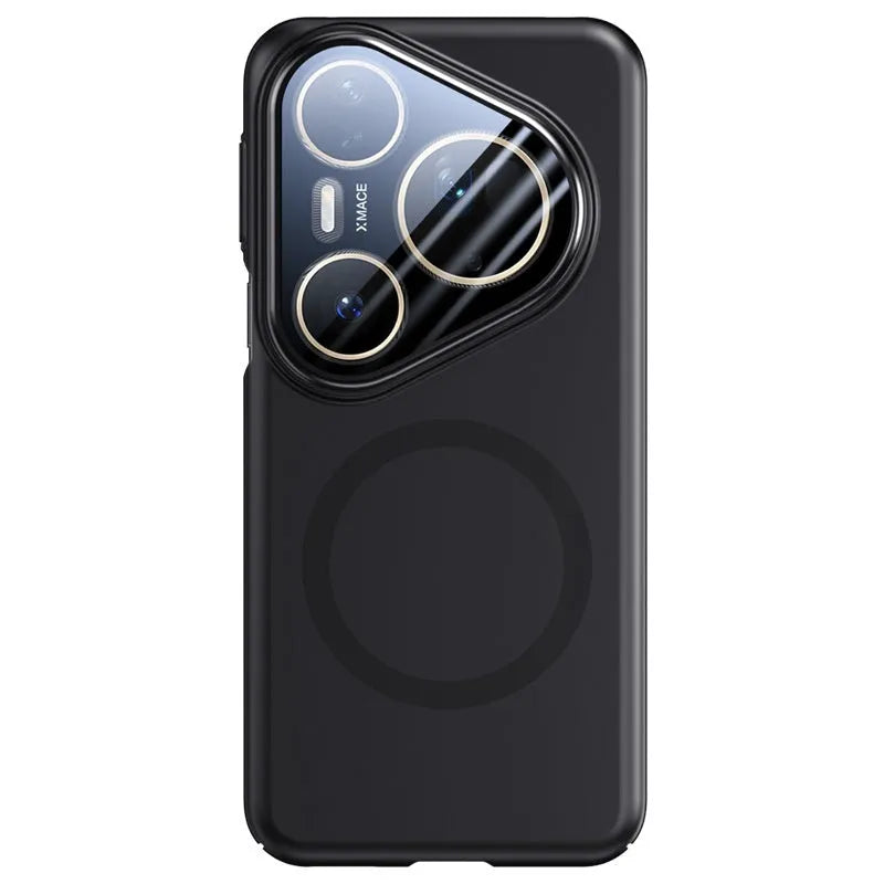 Huawei P80 Pro magnetic phone case with frosted black PC shell showing integrated circular magnet on back