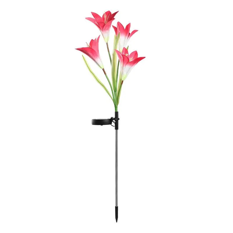 Solar powered colour LED flower lawn lamp for garden ground lighting