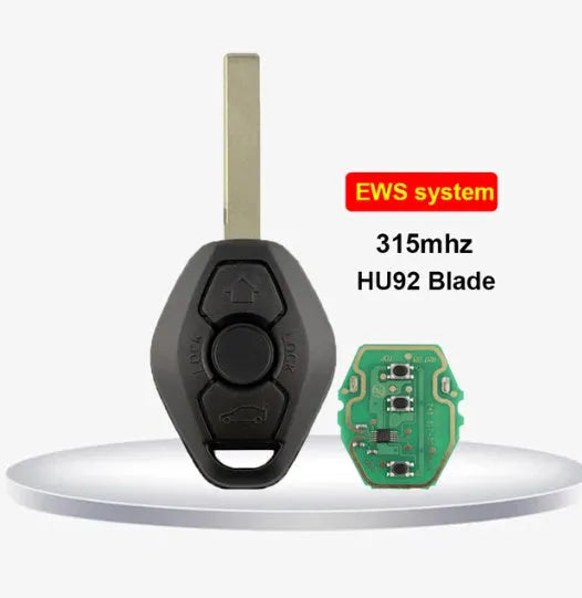 BMW EWS 3 button remote replacement key with ID44 chip and HU58 blade