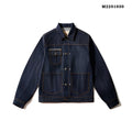 Men's raw pulp colour Japanese-style loose cotton jacket with straight hem and patch pockets