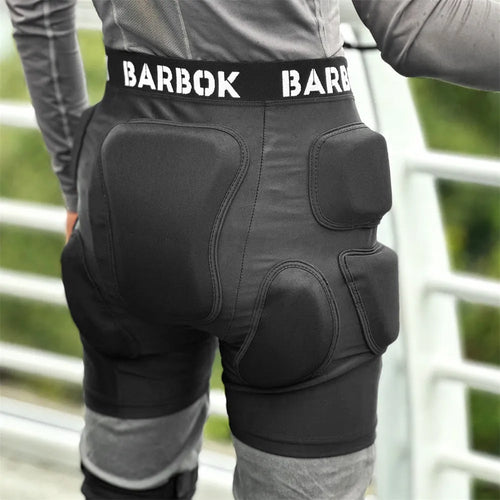 Black adult roller skating hip protection shorts with integrated NBR foam armour panels.