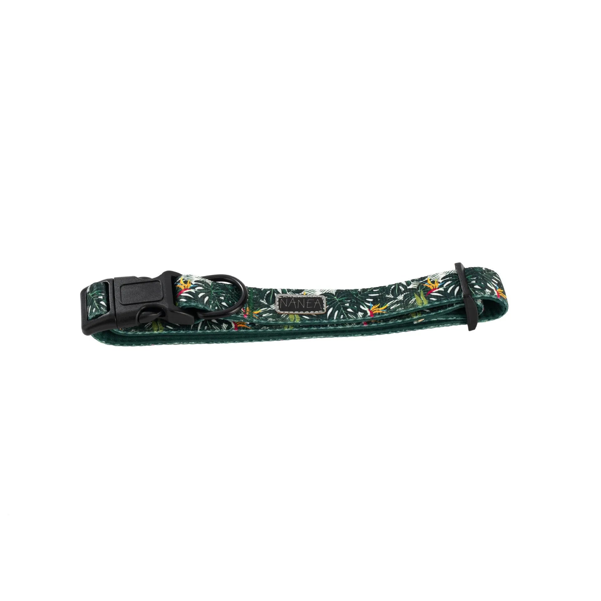 Adjustable cloth dog harness and leash six-piece set showing vest, collar, bow tie, scarf, waste bag, and leash in a gift package.