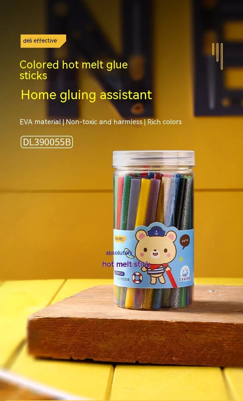 55 transparent hot melt glue sticks in a pack, 7mm diameter, for DIY and craft glue guns