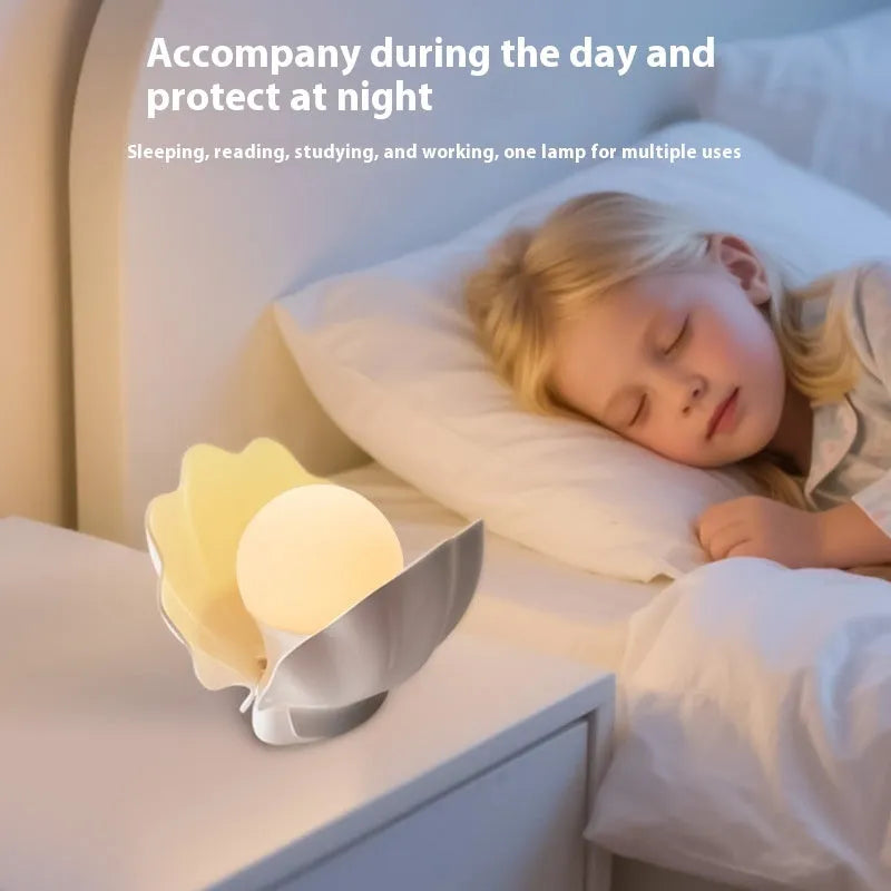 Shell pearl silicone pat-induction rechargeable night light, 140x145x160 mm, modern simple design