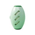 Green and white washable gel lint roller ball for pet hair removal on fabric.