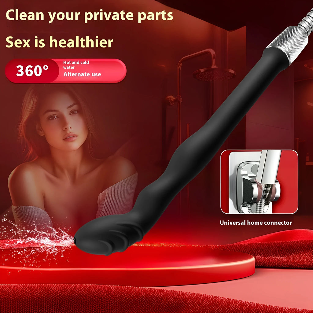 Black silicone hosepipe flusher connector shown in large and small size options