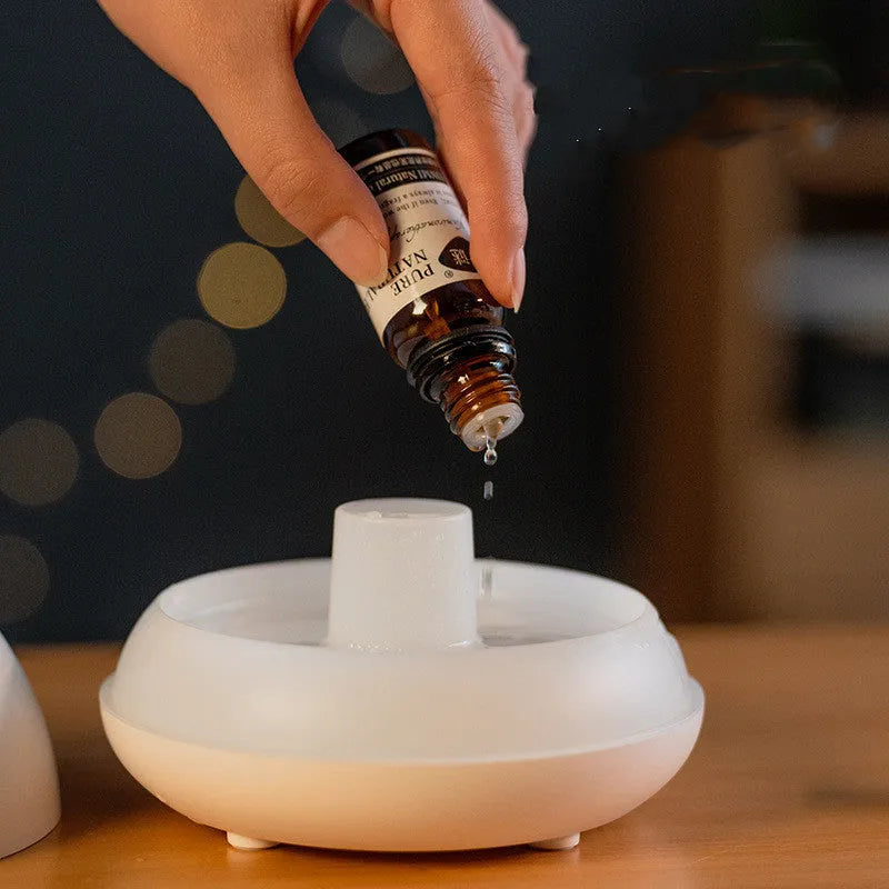 Black 130ml flame humidifier aromatherapy diffuser with 7 colour lights and USB power