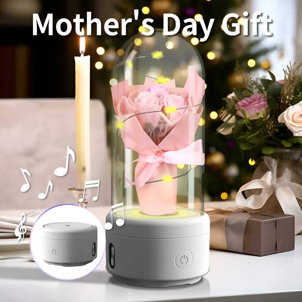LED light bouquet and Bluetooth speaker inside a glass lampshade decorative night light ornament