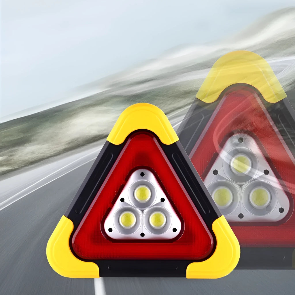 Car mounted tripod warning sign light with solar panel and multiple light modes, large size option
