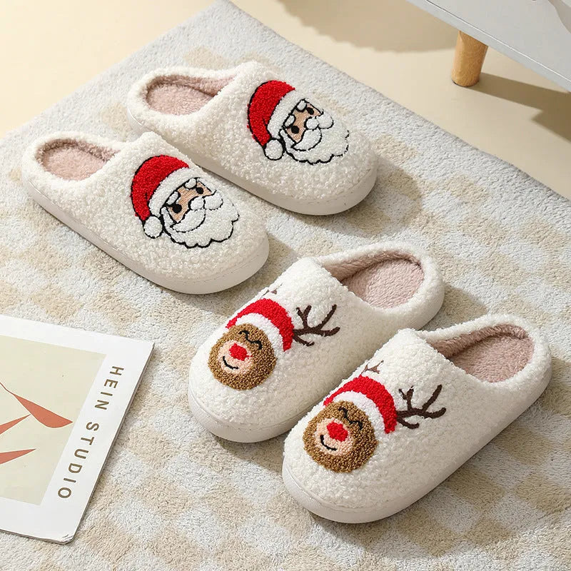 Christmas home slippers with suede upper and TPR sole, Santa Claus design, sizes 36or37 to 44or45