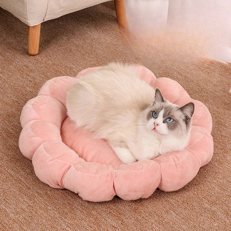 Blue half-surrounded pet nest bed with plush fabric measuring 50x50cm