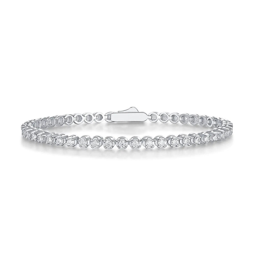 S925 sterling silver geometric women's bracelet with D-E extremely white moissanite, 16.5 cm, white colour