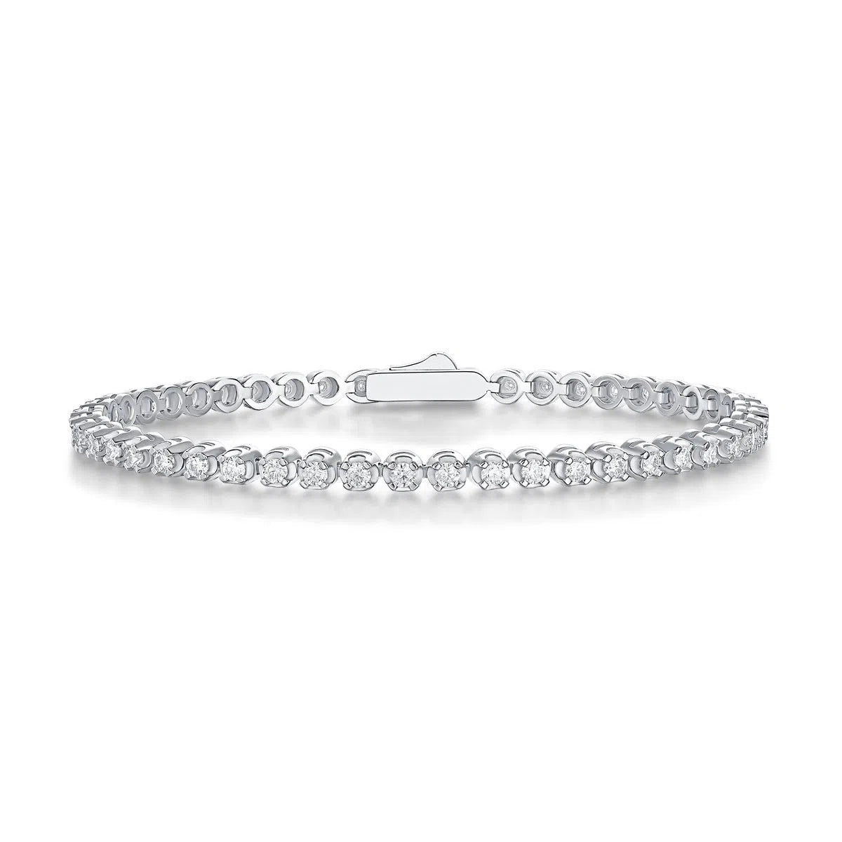 S925 sterling silver geometric women's bracelet with D-E extremely white moissanite, 16.5 cm, white colour