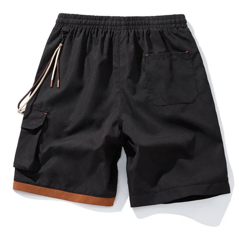 Men's plus size high waist elastic shorts in bamboo fibre, shown in coffee colour.