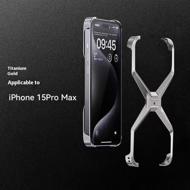 Aluminium alloy frameless hollow phone case for iPhone in Gray or Titanium with heat dissipation and airbag element