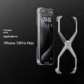 Aluminium alloy frameless hollow phone case for iPhone in Gray or Titanium with heat dissipation and airbag element