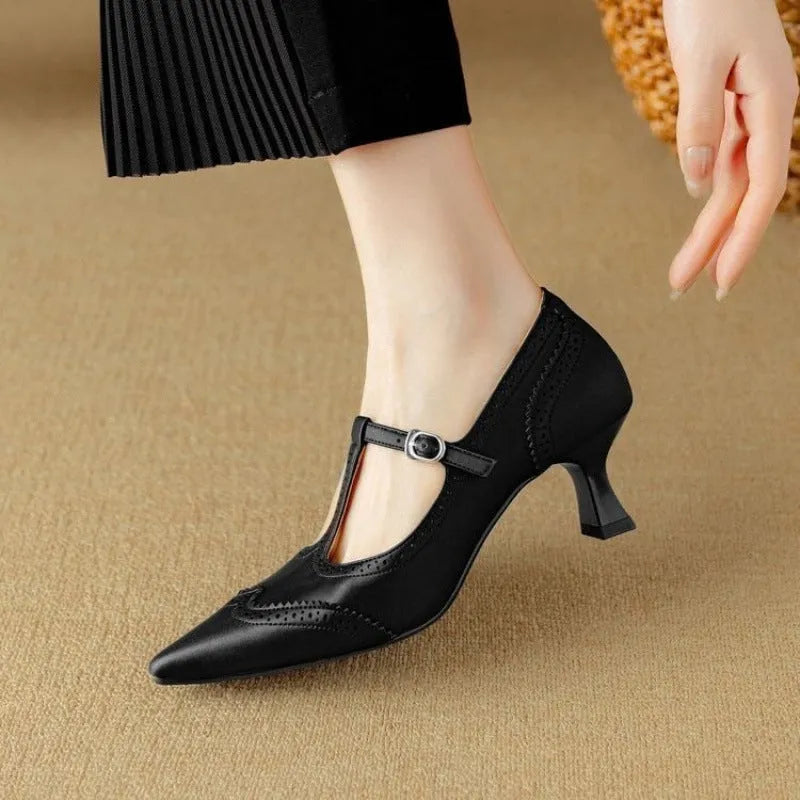 Women's black skull pattern stiletto high heel pumps with French vintage engraving style