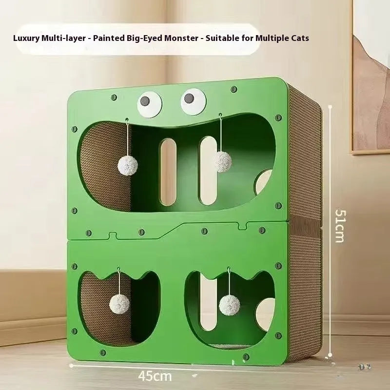 Double-layer cat nest with integrated scratching surface in one of six style options