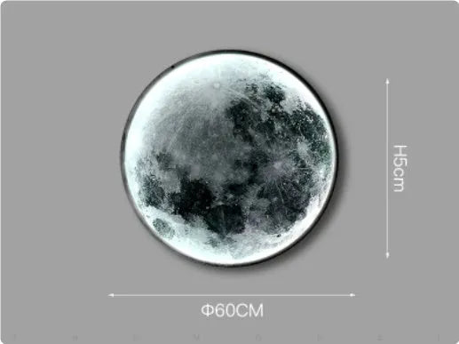 Acrylic moon wall lamp in warm light, 300mm diameter, dimmable