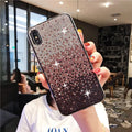 Gradient edge drill phone case for Apple iPhone with rhinestone accents and TPU PC construction