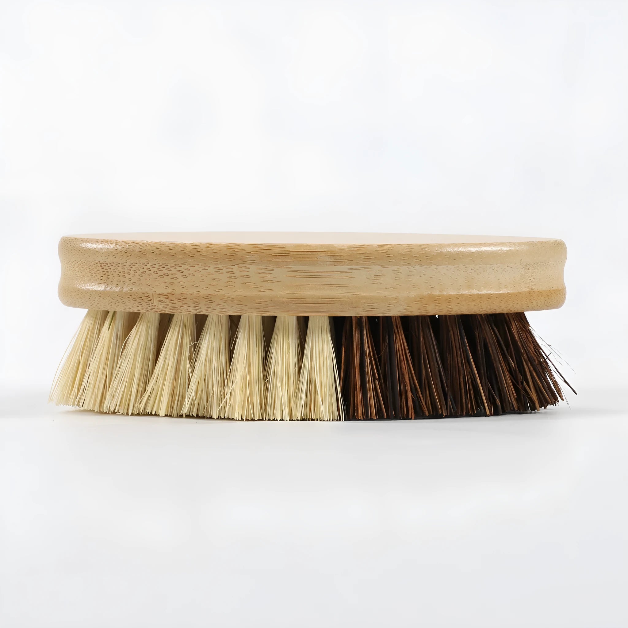 Bamboo two-tone oval vegetable brush for fruit and vegetable cleaning