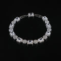 Copper and real white gold claw chain bracelet with full zircon stones, flower and geometric design, women's silver style
