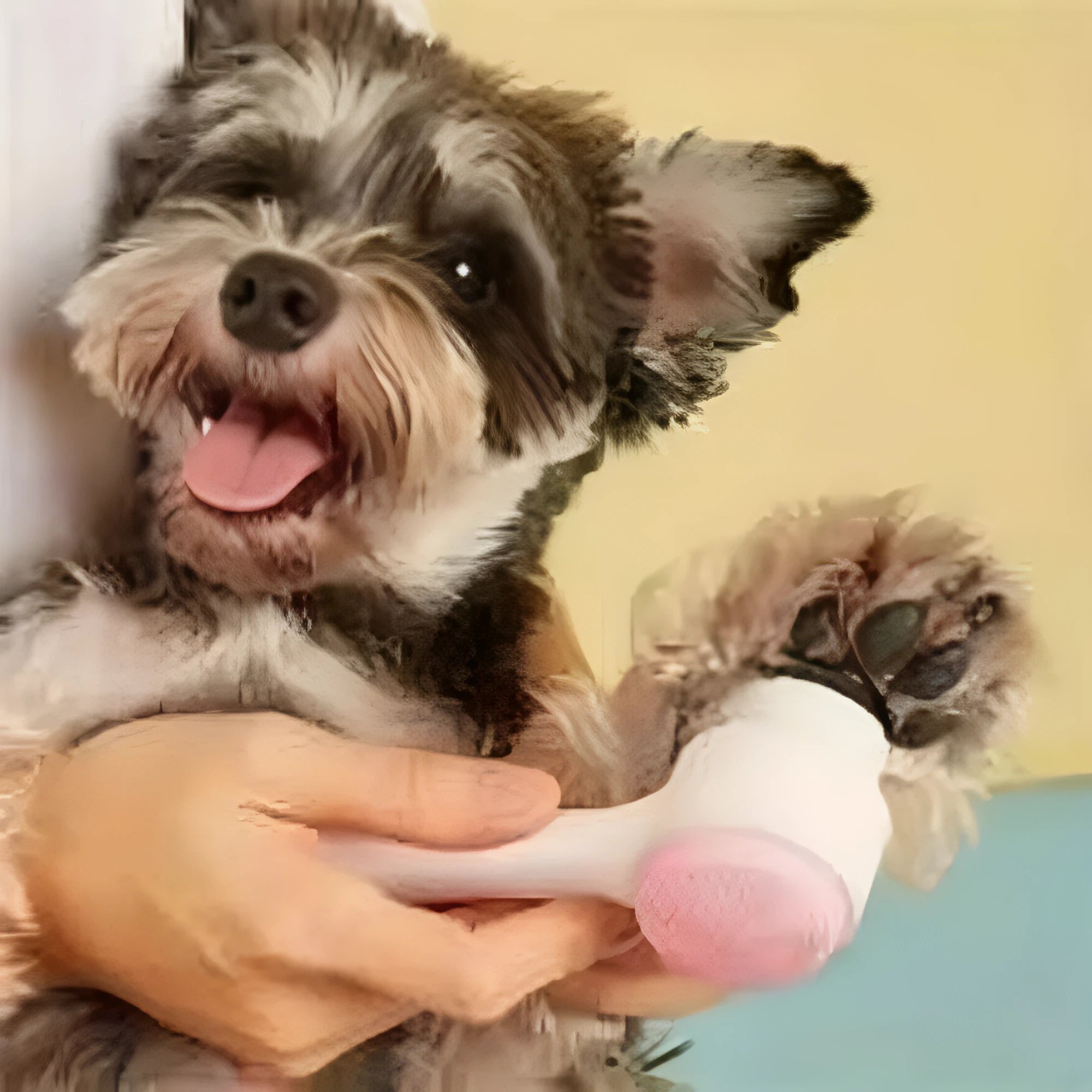 Blue nylon pet paw brush for cleaning and massaging dog and cat paws.