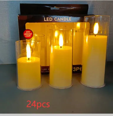 LED simulation candle lamp in cup shape, ivory white, 5.5cm height, 3-pack