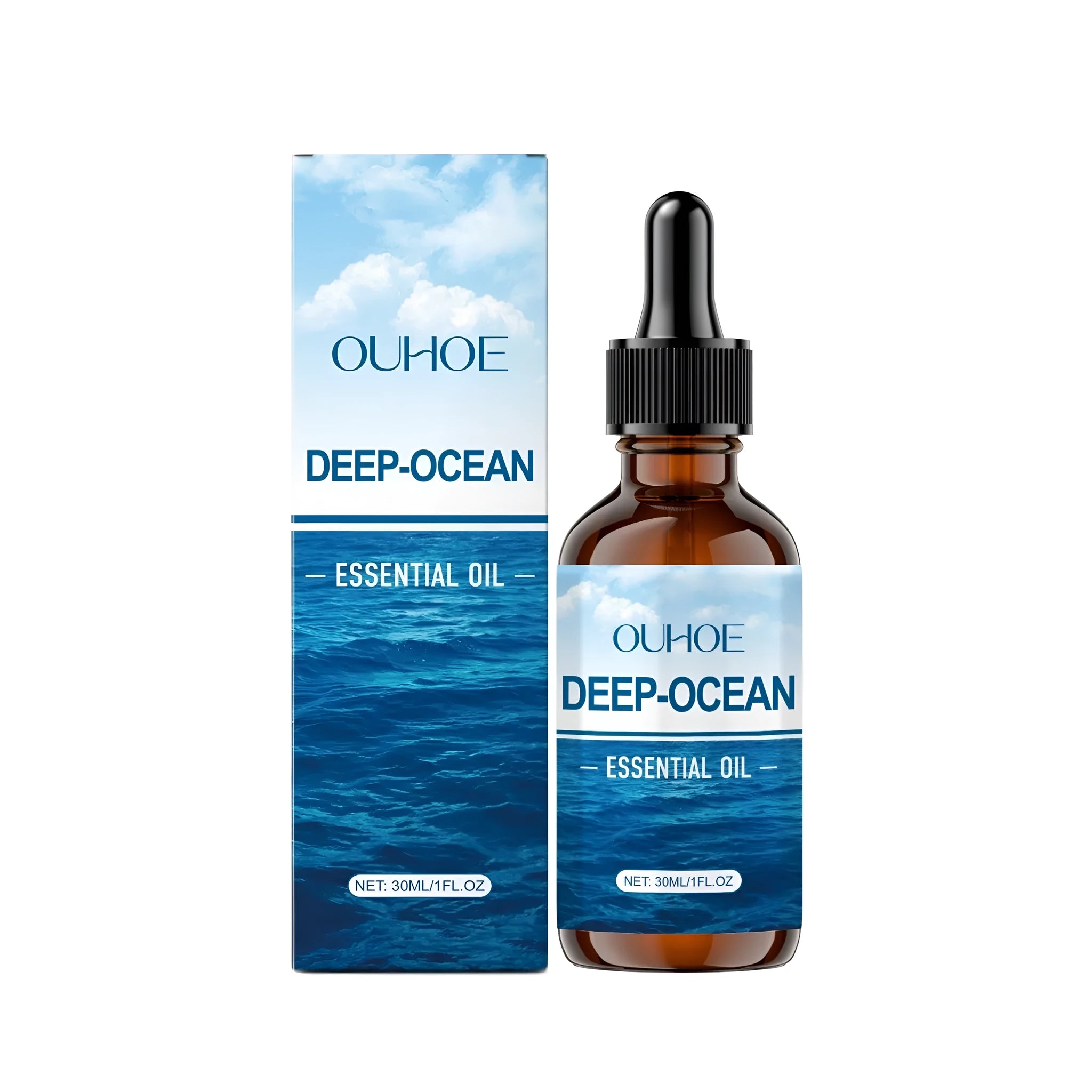 30ml glass bottle of clear natural essential oil with glycerin and grape seed oil.
