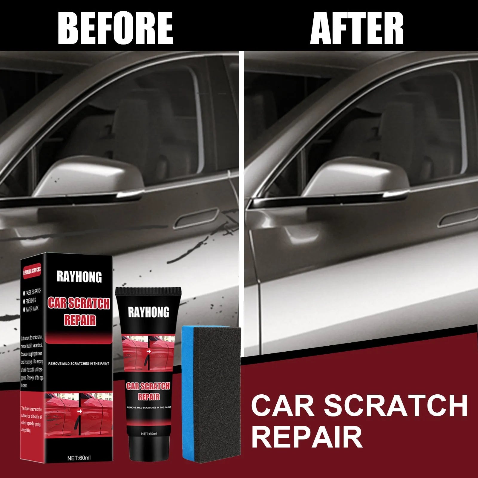 60ml car scratch repair wax set with applicator for paint surface scratches