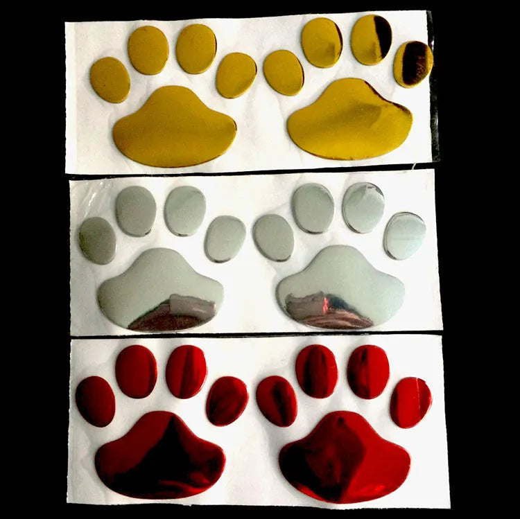 PVC car sticker with hand-shaped brush design showing dog footprints for bumper scratch concealment