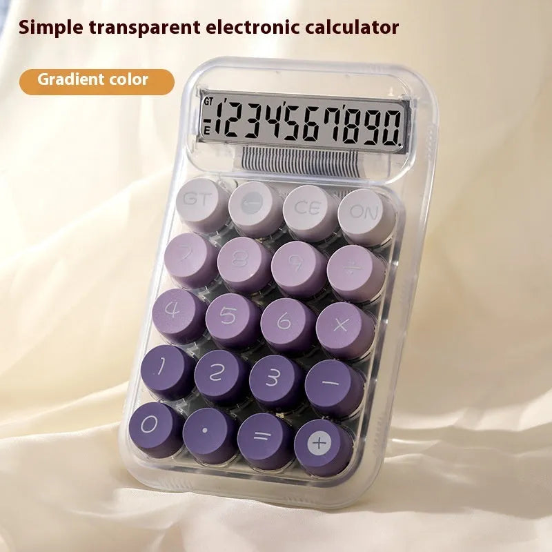 Gradient colour mechanical calculator in blue, green, pink, or purple options