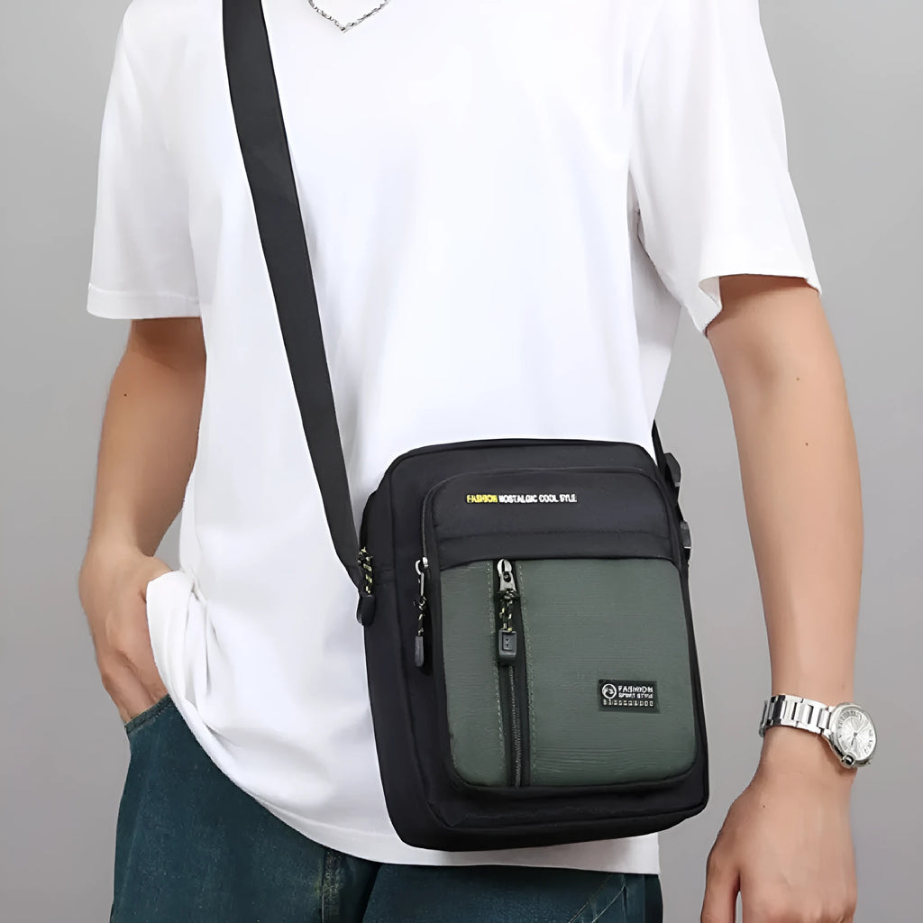 Men's casual outdoor nylon messenger bag in crossbody style with four colour options