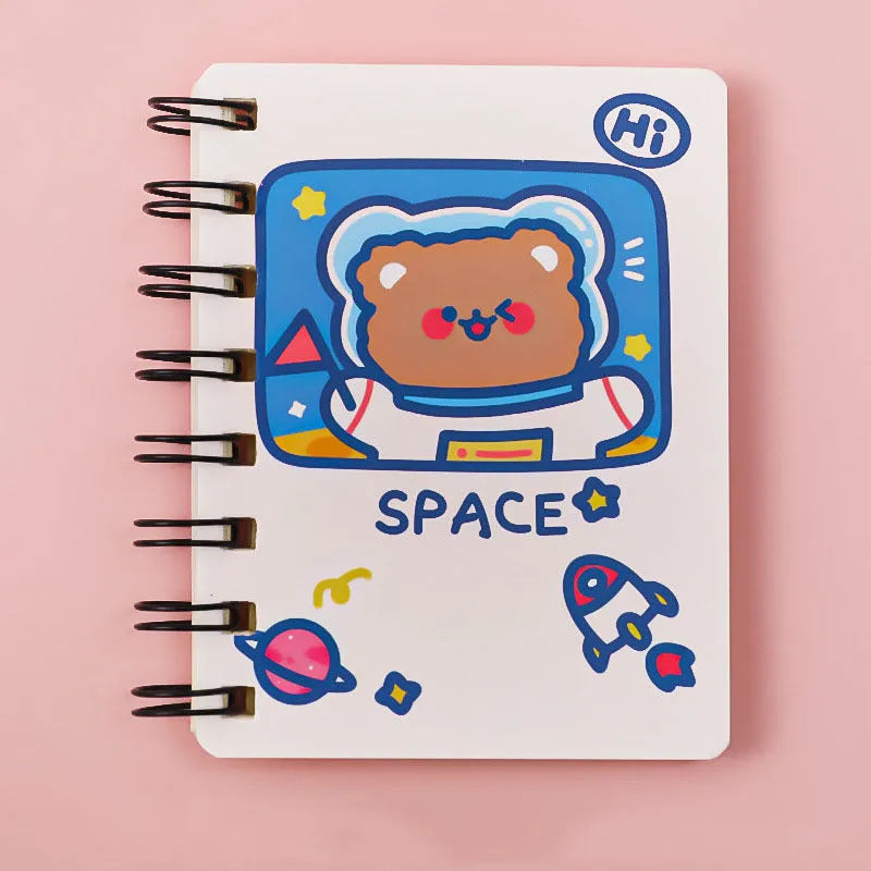 Astronaut series pocket flipper notebook in A6 size, showing one of the four illustrated cover options.