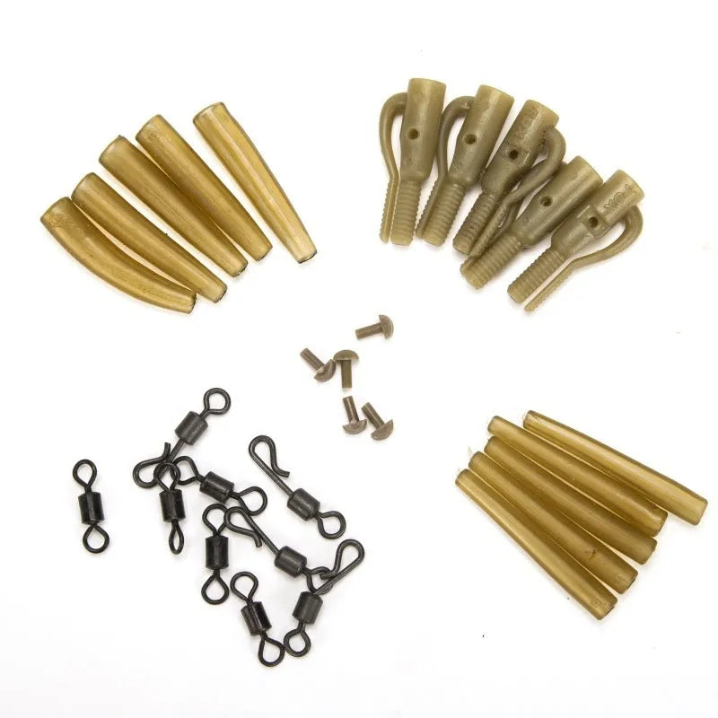 Tobly 30-piece European carp fishing accessory card with anti-winding tubes, hoses, and connectors.