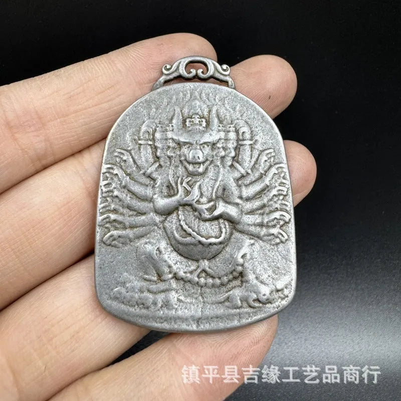 Iron Chinese style pendant ornament with Aryaacalanatha Yamantaka design