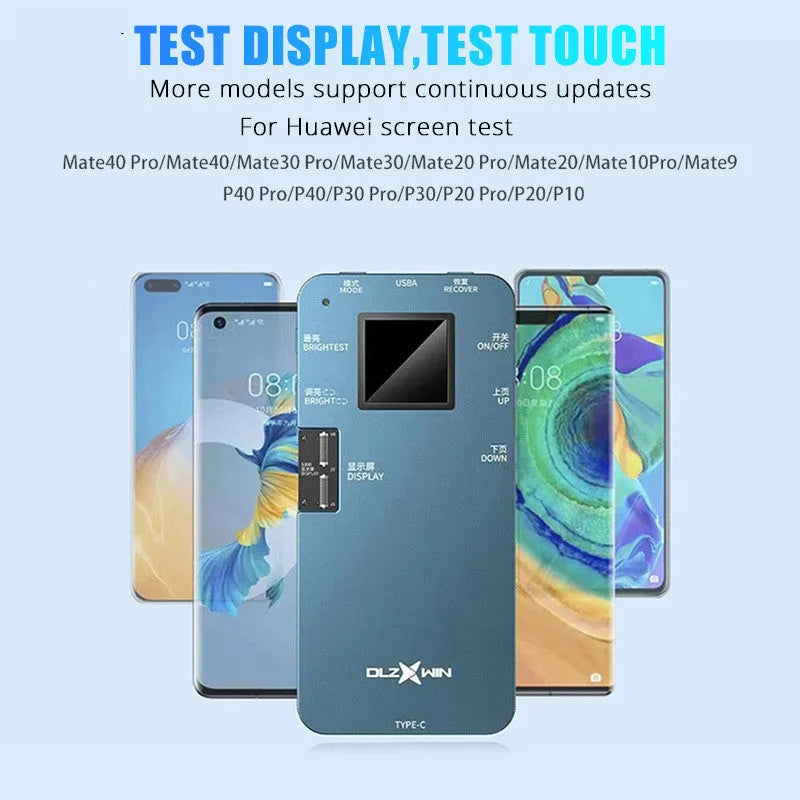 S300 model mobile phone screen tester for Huawei devices on a workshop bench.