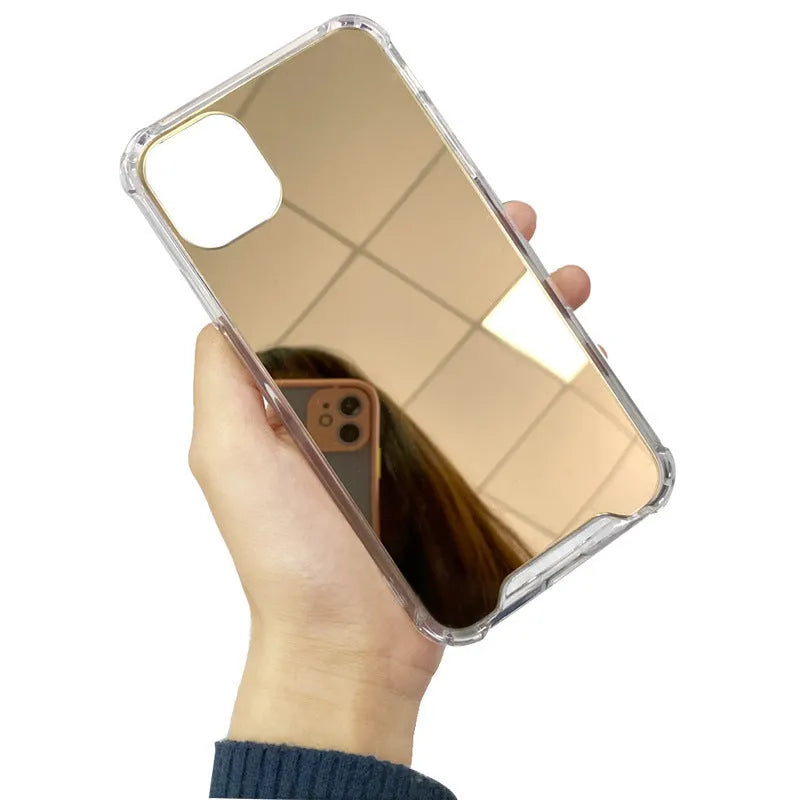 Silver mirror phone case for Apple iPhone with PC construction and fall protection