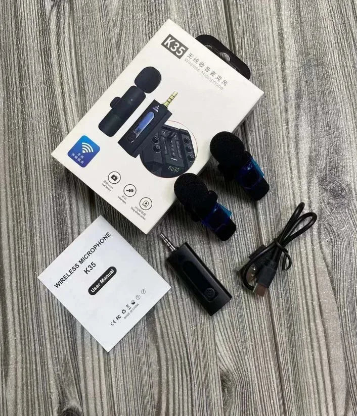 Wireless collar clip microphone for outdoor video recording with multiple interface connection options