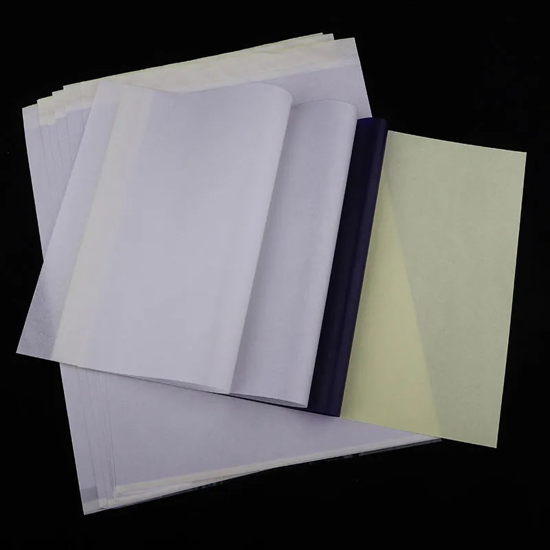 A4 tattoo stencil transfer paper pack with transfer paste gel for skin application.