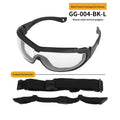 Outdoor fishing goggles with transparent lens and full rim plastic frame in black colour