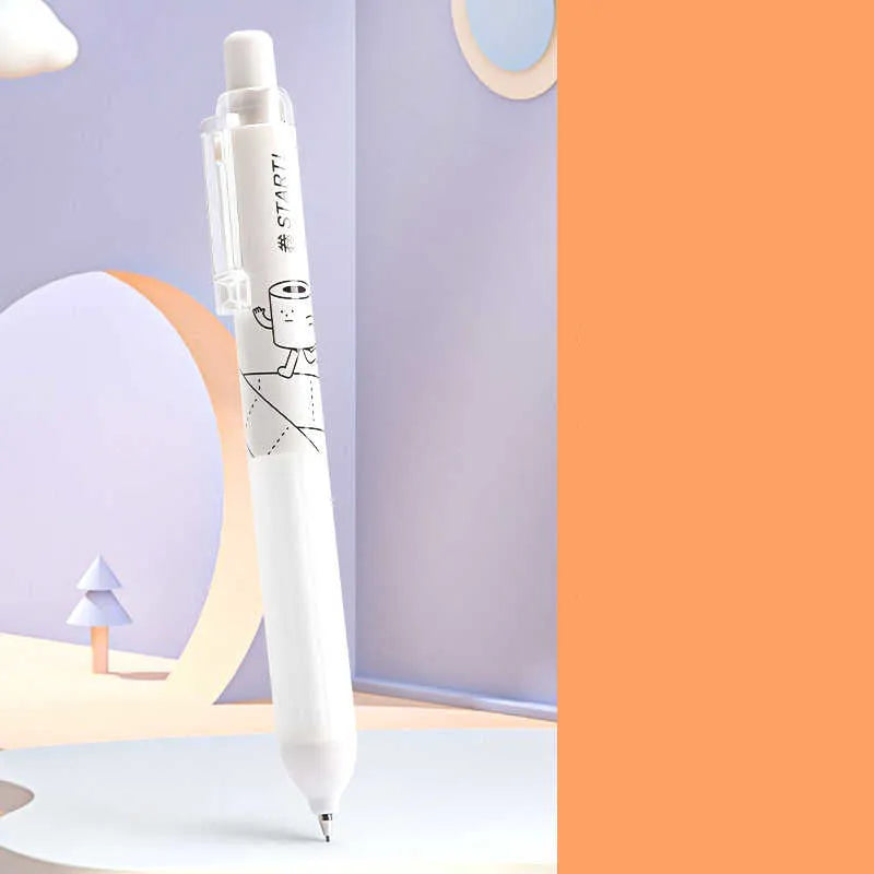 Two 0.5mm mechanical pencils with soft cloud grips, one black and one white, on a plain background.