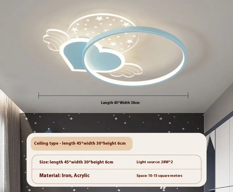Children's moon and cloud themed ceiling lamp with colour changing lights and dimming function