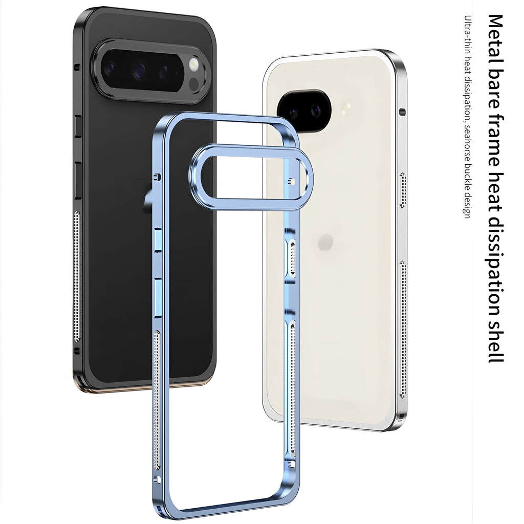 Aluminium alloy phone case for Google Pixel 9 with heat dissipation and lens protector