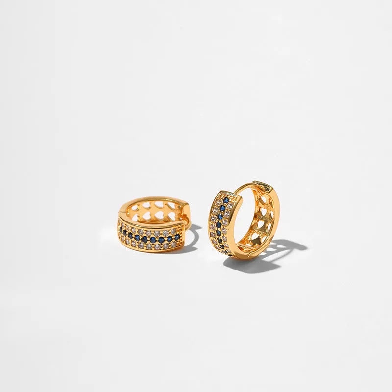 Round geometric copper earrings with 18K gold-toned electroplated finish, KE1268 colour, 2cm diameter, for women