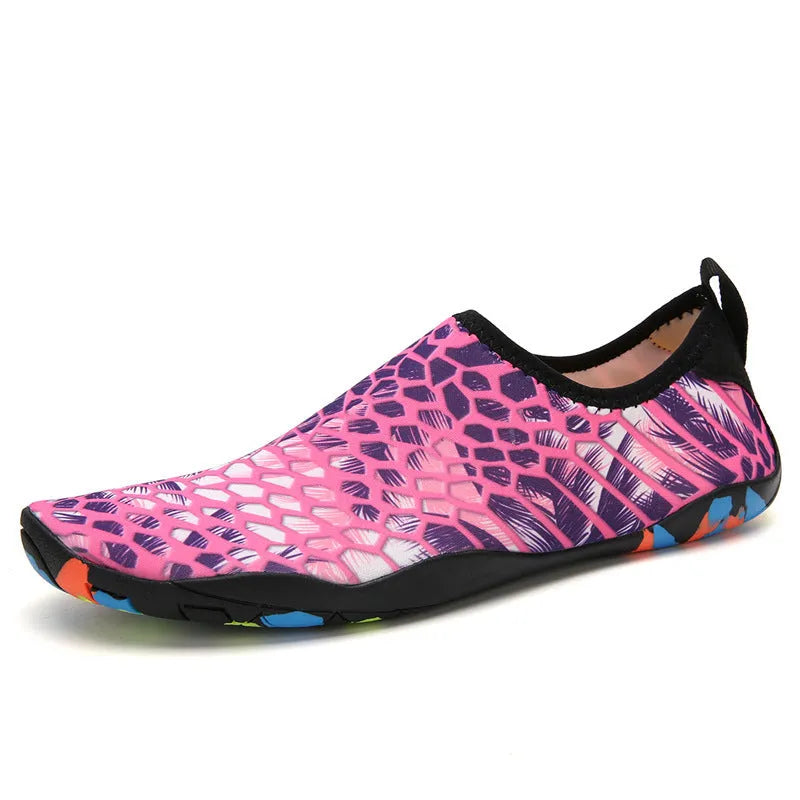 Lycra beach wading shoes in multiple colours with EVA midsoles for swimming.