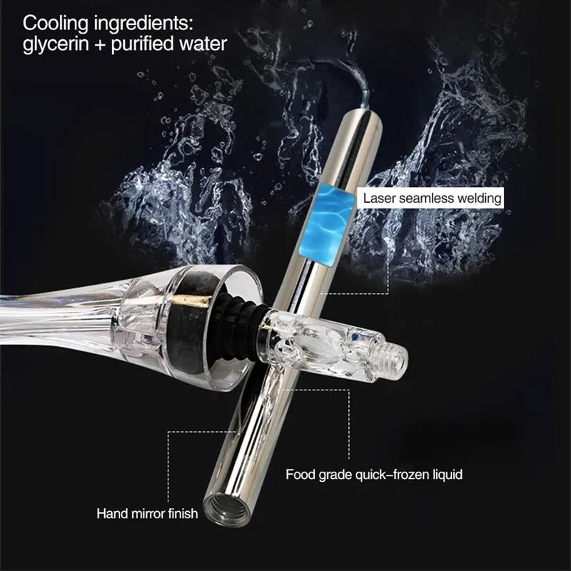 Stainless steel wine chilling rod with integrated drip-free pourer and aerator, shown in silver finish