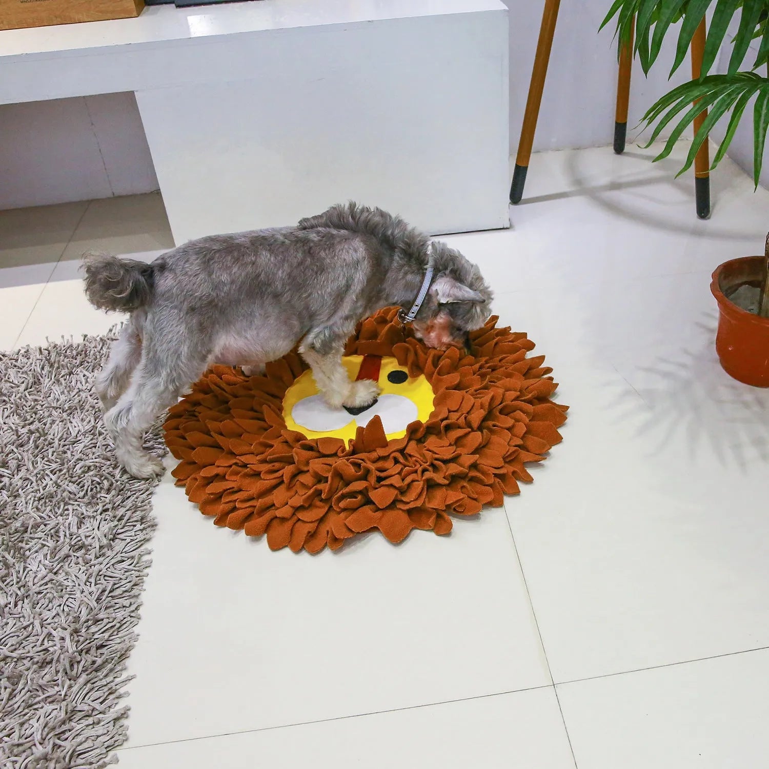 Brown Lion pet sniffing pad blanket for dogs and cats as an interactive food hiding toy